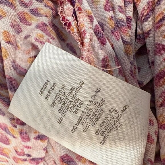 Susan Graver Elbow Sleeve Blouse Italia Knit Red/Orange Print 2X Plus Size - Picture 8 of 9